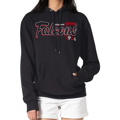 Women's Starter Black Atlanta Falcons Groovy Script Pullover Hoodie