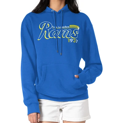 Women's Starter Royal Los Angeles Rams Groovy Script Pullover Hoodie