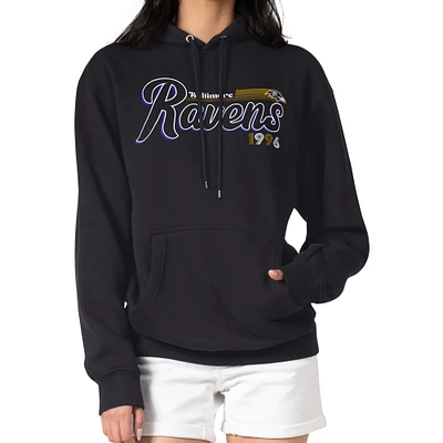 Women's Starter Black Baltimore Ravens Groovy Script Pullover Hoodie