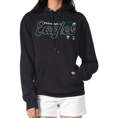 Women's Starter Black Philadelphia Eagles Groovy Script Pullover Hoodie