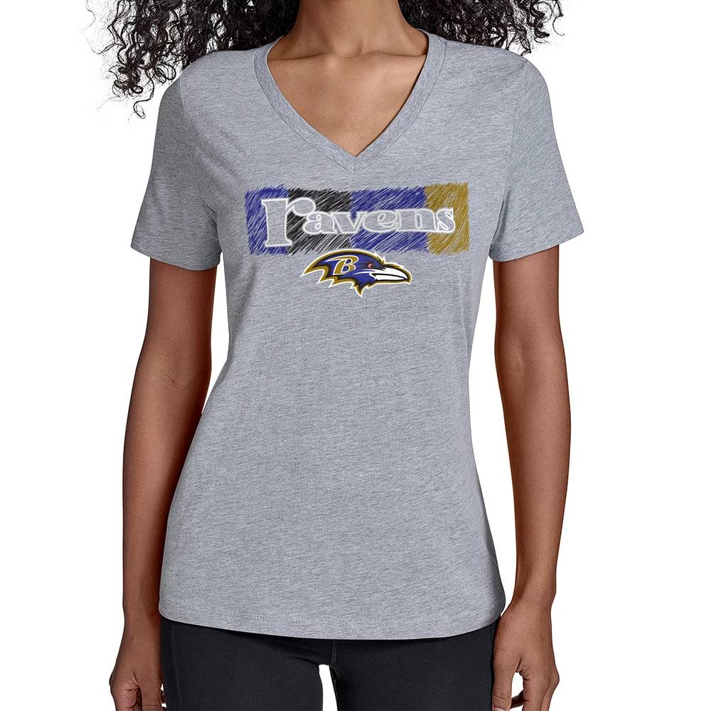 Women's Starter Gray Baltimore Ravens Color Shading V-Neck T-Shirt