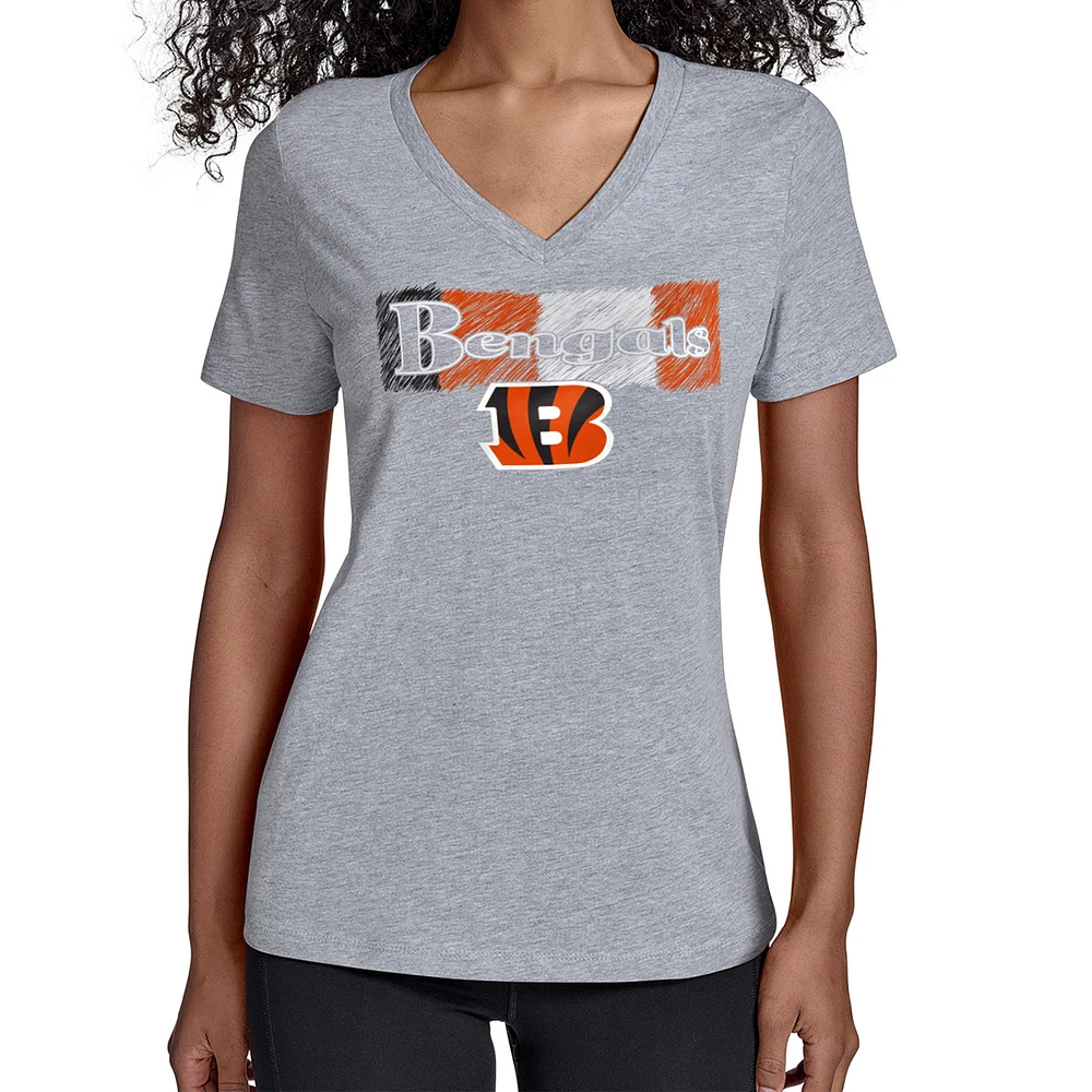 Women's Starter Gray Cincinnati Bengals Color Shading V-Neck T-Shirt