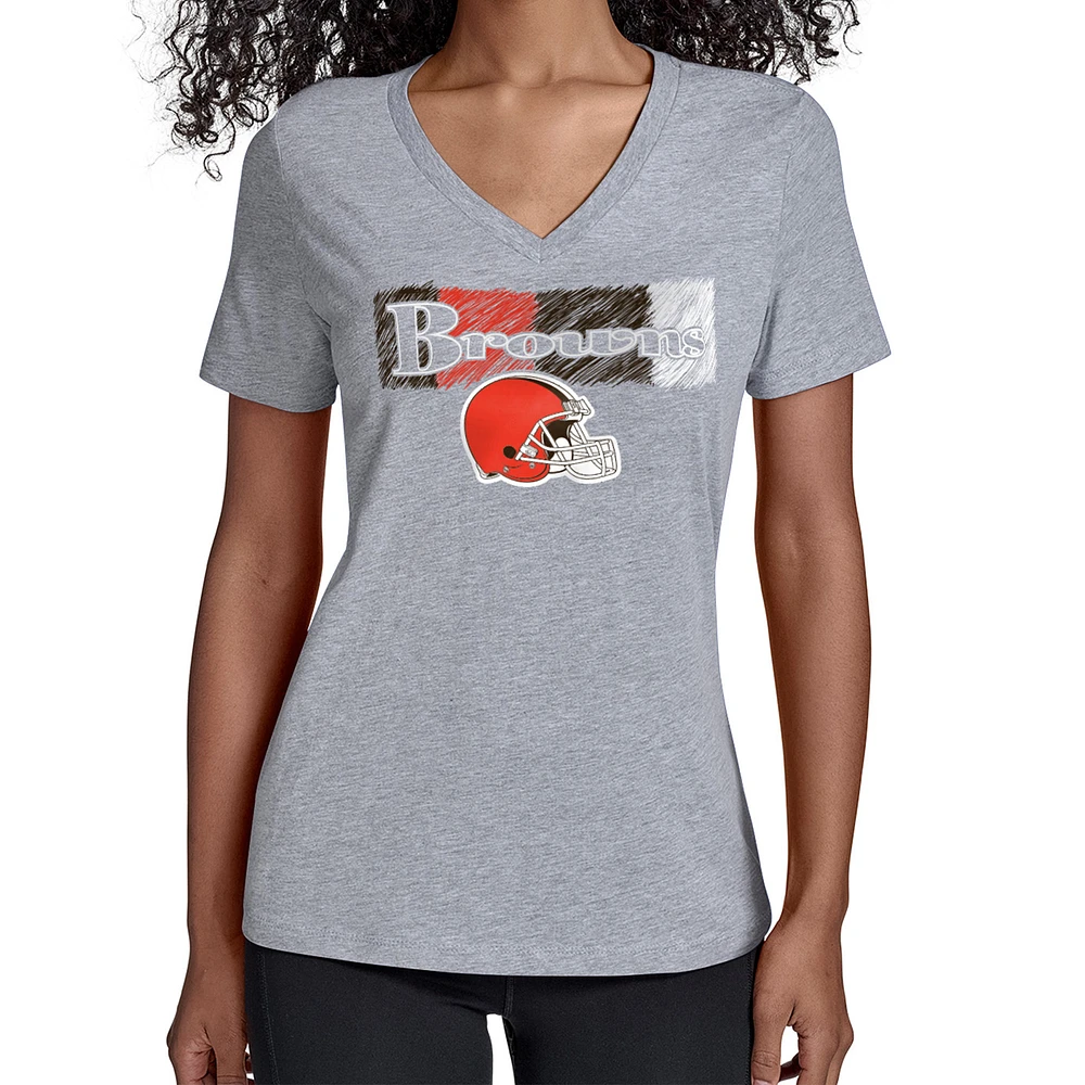 Women's Starter Gray Cleveland Browns Color Shading V-Neck T-Shirt