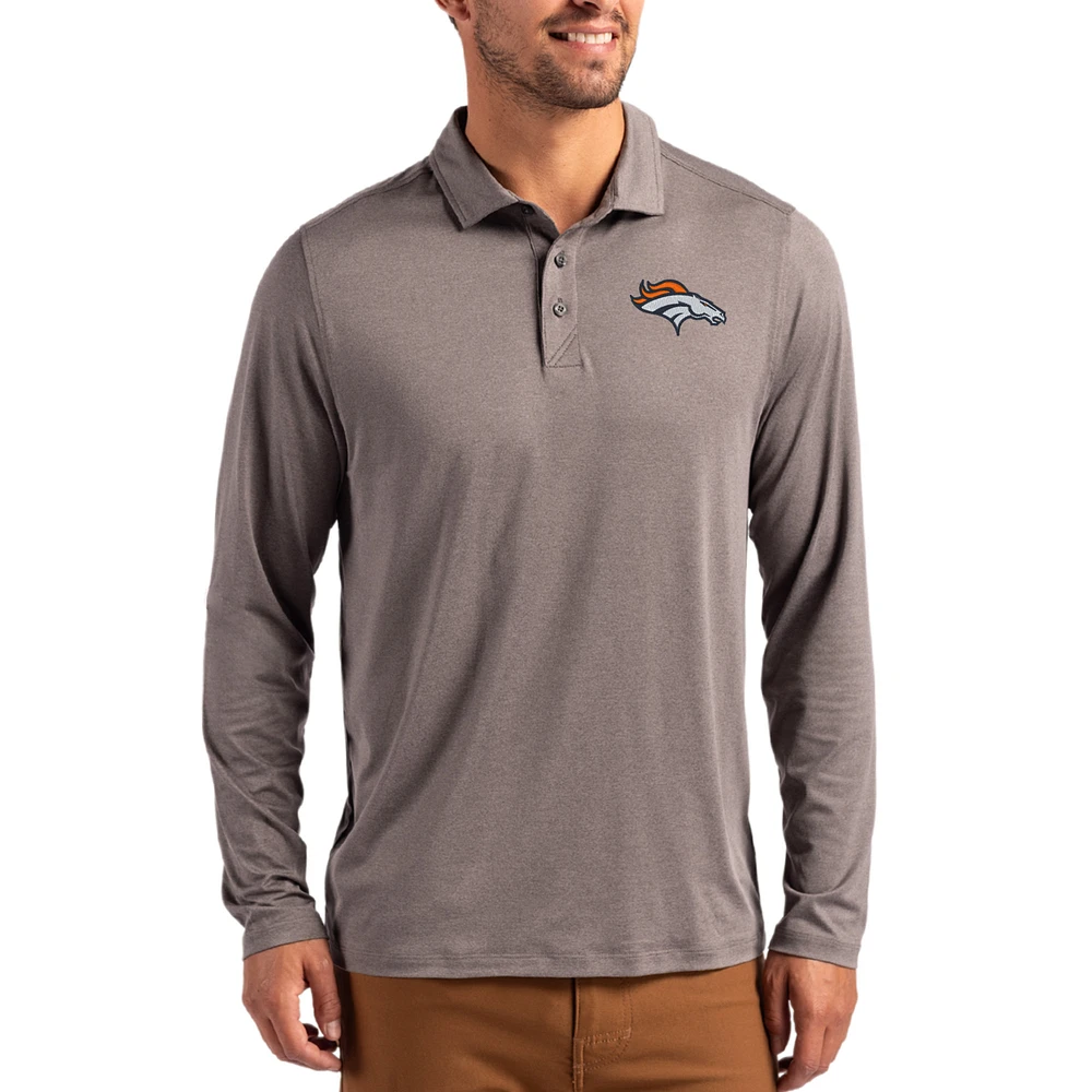 Men's Cutter & Buck Charcoal Denver Broncos Coastline Epic Comfort Eco Recycled Polo
