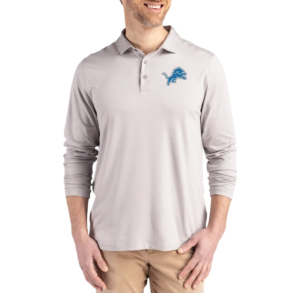 Men's Cutter & Buck Gray Detroit Lions Coastline Epic Comfort Eco Recycled Polo