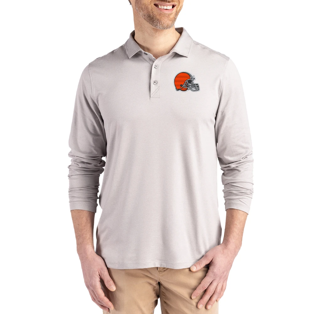 Men's Cutter & Buck Gray Cleveland Browns Coastline Epic Comfort Eco Recycled Polo