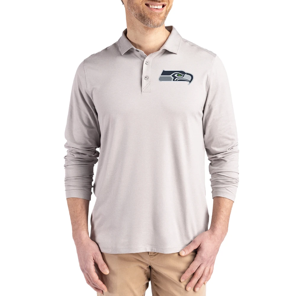 Men's Cutter & Buck Gray Seattle Seahawks Coastline Epic Comfort Eco Recycled Polo
