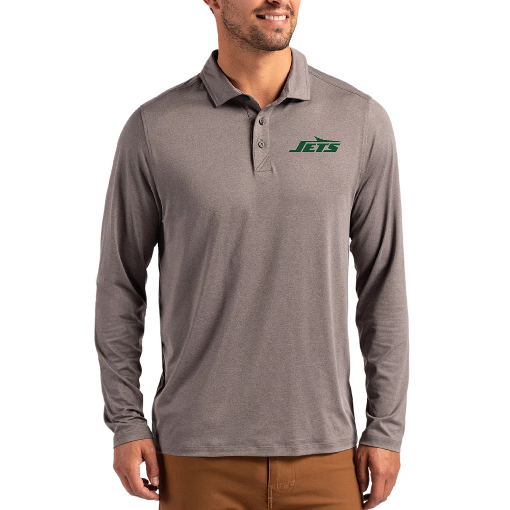Men's Cutter & Buck Charcoal New York Jets Coastline Epic Comfort Eco Recycled Polo