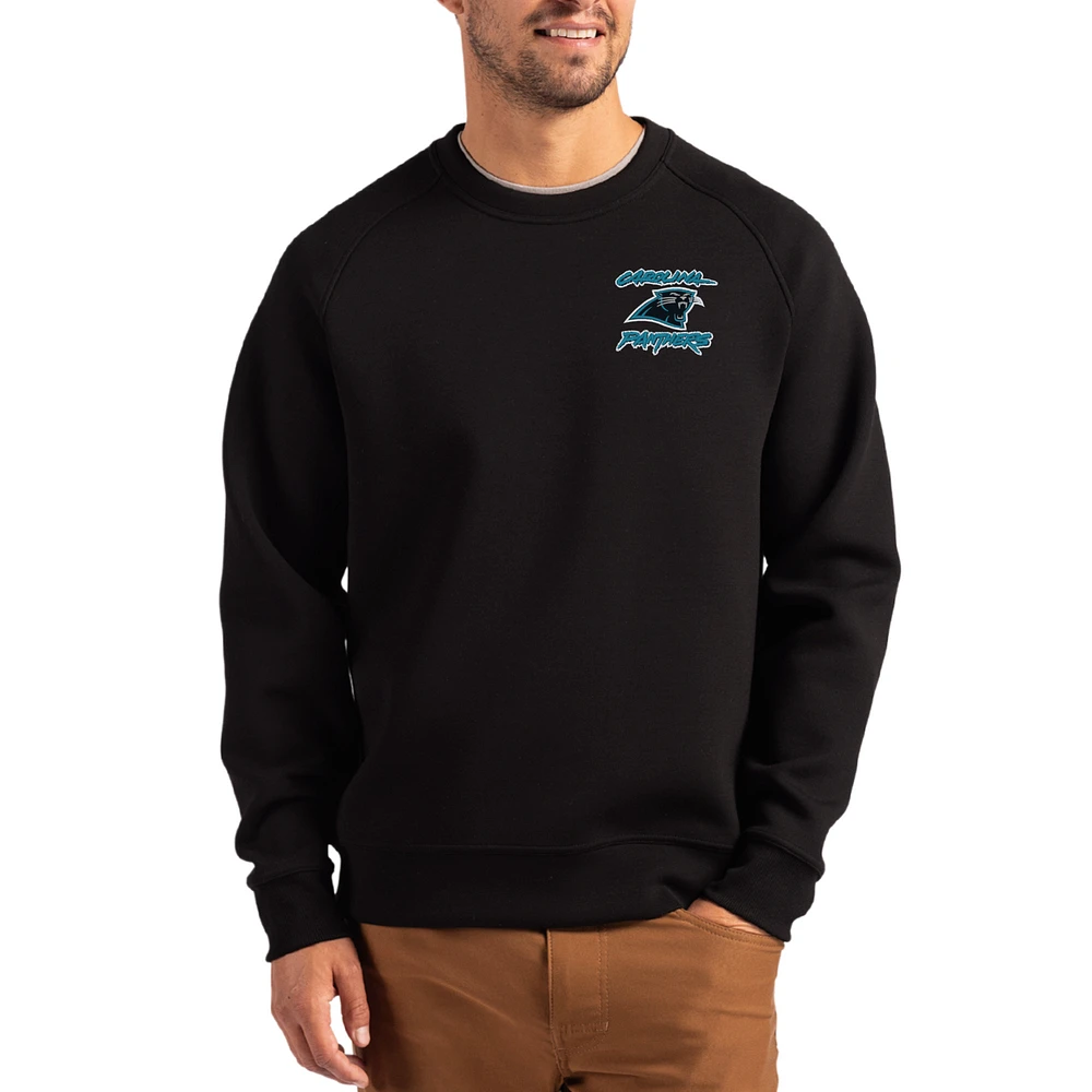 Men's Cutter & Buck Carolina Panthers Throwback Roam Recycled Raglan Pullover Sweatshirt