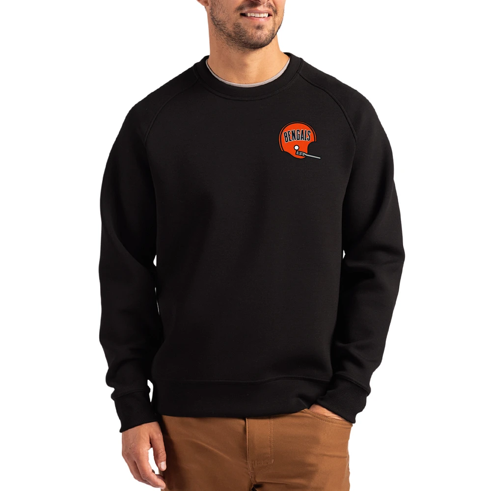 Men's Cutter & Buck Cincinnati Bengals Throwback Roam Recycled Raglan Pullover Sweatshirt