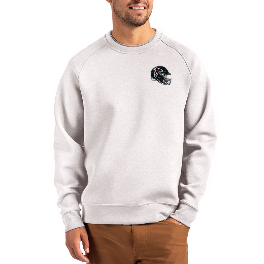 Men's Cutter & Buck Gray Atlanta Falcons Helmet Roam Recycled Raglan Pullover Sweatshirt