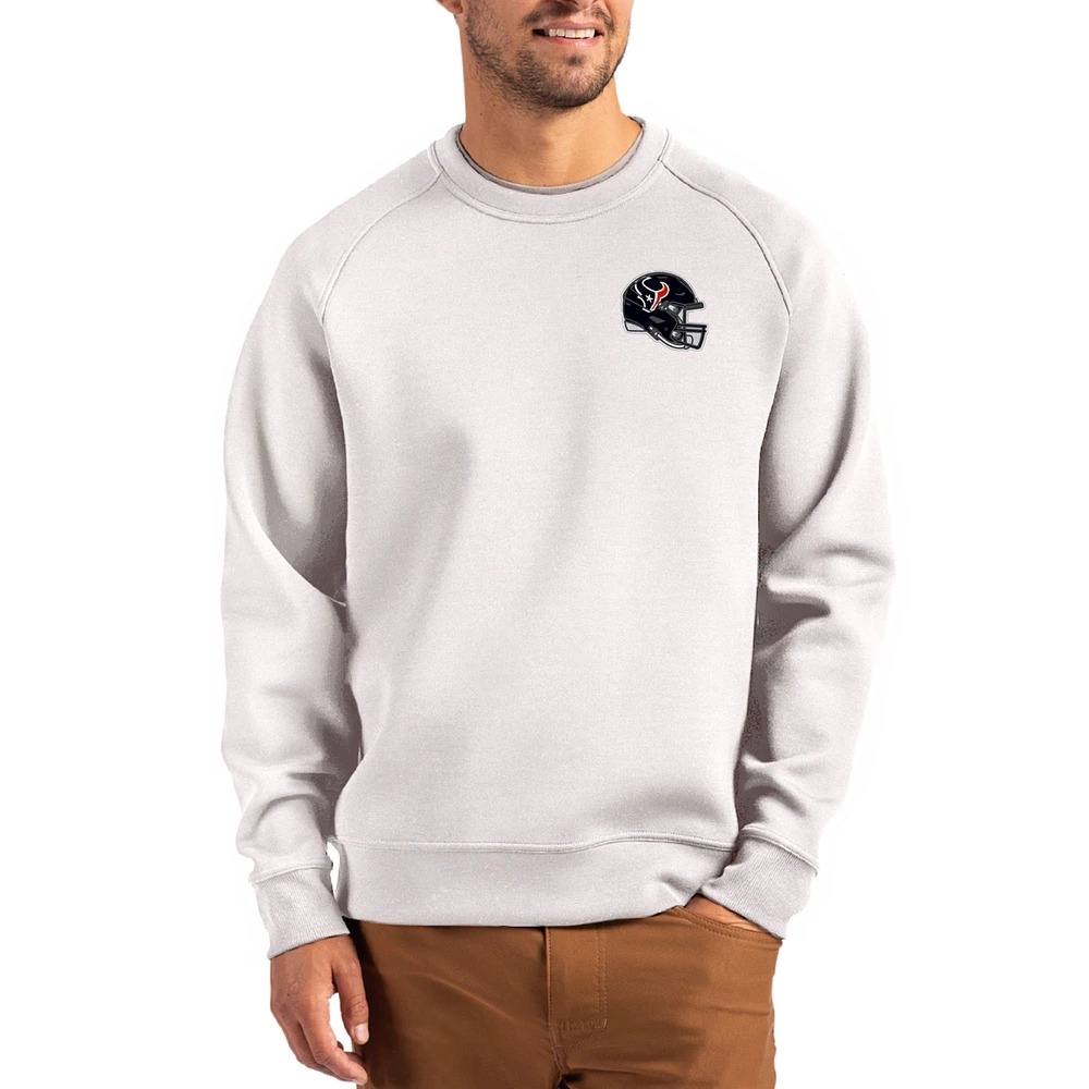 Men's Cutter & Buck Gray Houston Texans Helmet Roam Recycled Raglan Pullover Sweatshirt