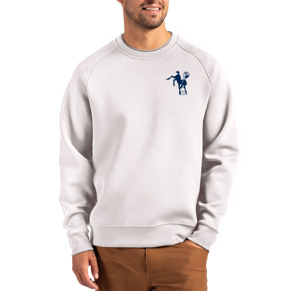 Men's Cutter & Buck Gray Indianapolis Colts Throwback Roam Recycled Raglan Pullover Sweatshirt