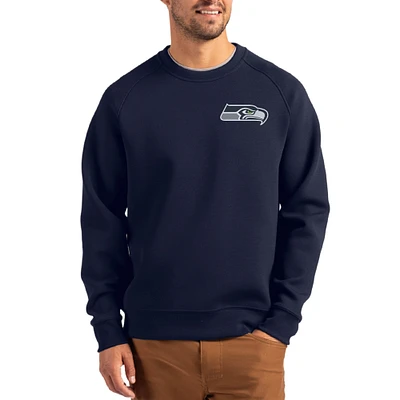 Men's Cutter & Buck College Navy Seattle Seahawks Primary Logo Roam Recycled Raglan Pullover Sweatshirt
