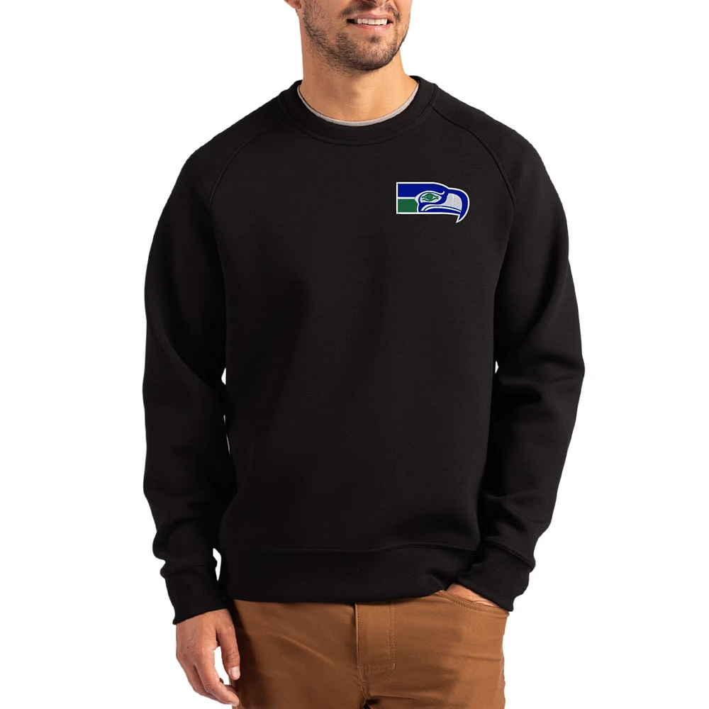 Men's Cutter & Buck Seattle Seahawks Throwback Roam Recycled Raglan Pullover Sweatshirt