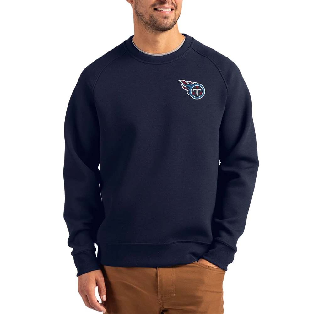 Men's Cutter & Buck Navy Tennessee Titans Primary Logo Roam Recycled Raglan Pullover Sweatshirt