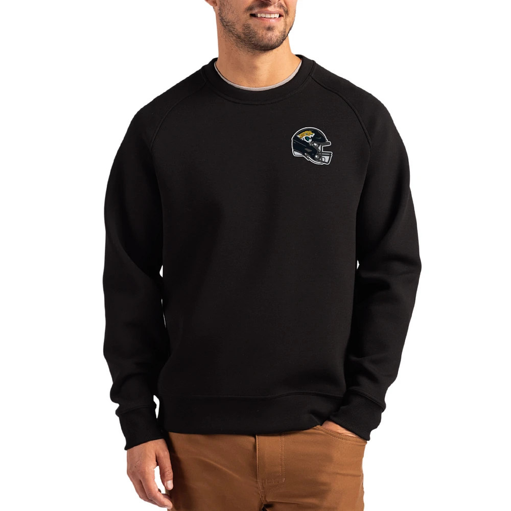 Men's Cutter & Buck Jacksonville Jaguars Helmet Roam Recycled Raglan Pullover Sweatshirt