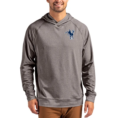 Men's Cutter & Buck Heather Gray Indianapolis Colts Adapt Historic Knit Recycled Raglan Pullover Hoodie