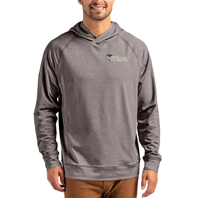 Men's Cutter & Buck Heather Gray New York Titans Adapt Knit Recycled Raglan Pullover Hoodie