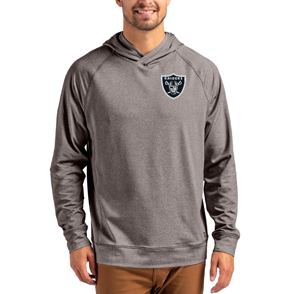 Men's Cutter & Buck Heather Gray Las Vegas Raiders Adapt Knit Recycled Raglan Pullover Hoodie