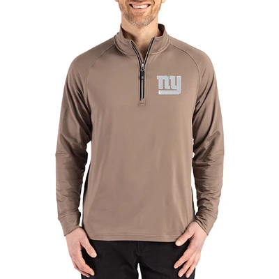 Men's Cutter & Buck Brown New York Giants Adapt Eco Knit Stretch Recycled Quarter-Zip Pullover