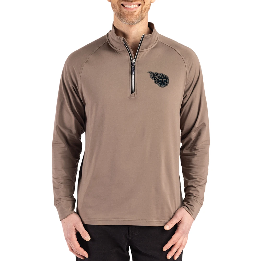 Men's Cutter & Buck Brown Tennessee Titans Adapt Eco Knit Stretch Recycled Quarter-Zip Pullover