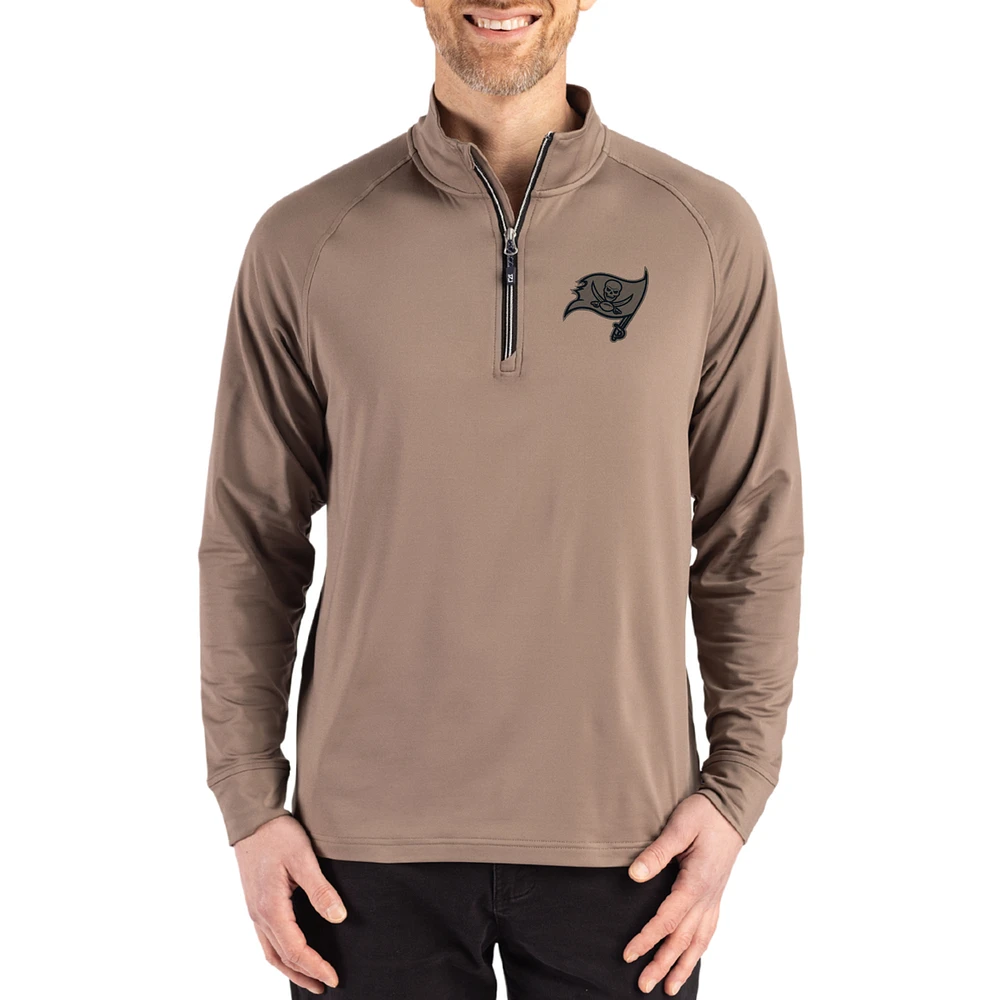 Men's Cutter & Buck Brown Tampa Bay Buccaneers Adapt Eco Knit Stretch Recycled Quarter-Zip Pullover
