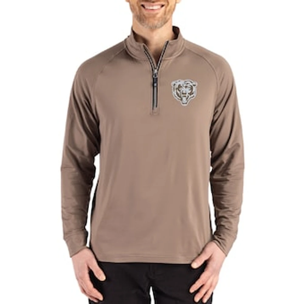 Men's Cutter & Buck Brown Chicago Bears Adapt Eco Knit Stretch Recycled Quarter-Zip Pullover