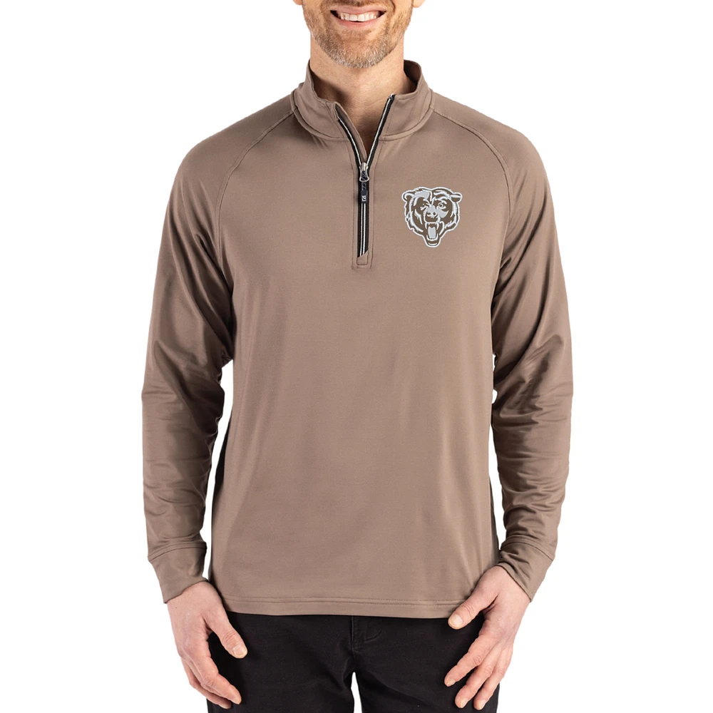 Men's Cutter & Buck Brown Chicago Bears Adapt Eco Knit Stretch Recycled Quarter-Zip Pullover