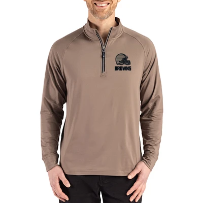 Men's Cutter & Buck Brown Cleveland Browns Adapt Eco Knit Stretch Recycled Quarter-Zip Pullover