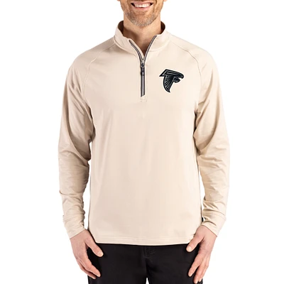 Men's Cutter & Buck Tan Atlanta Falcons Adapt Eco Knit Stretch Recycled Quarter-Zip Pullover