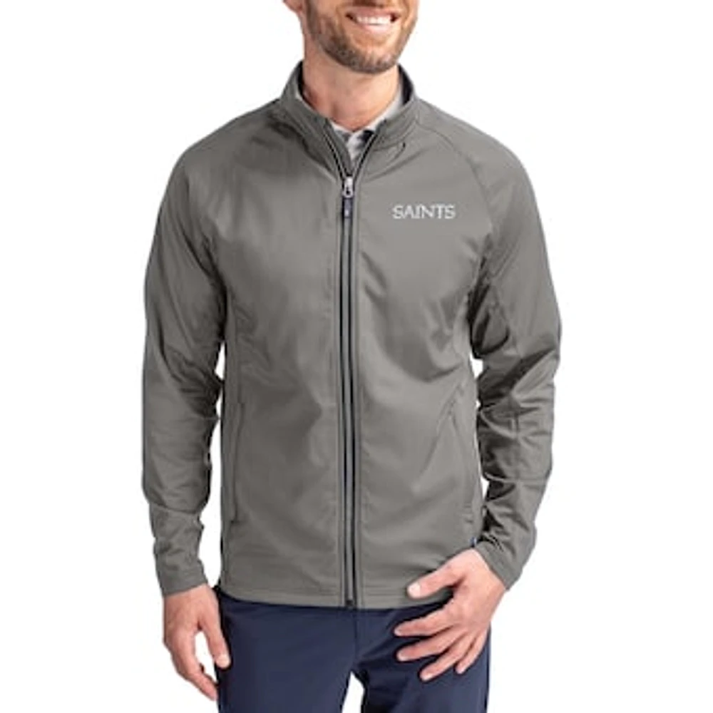 Men's Cutter & Buck Gray New Orleans Saints Big Tall Adapt Eco Hybrid Recycled Full-Zip Jacket