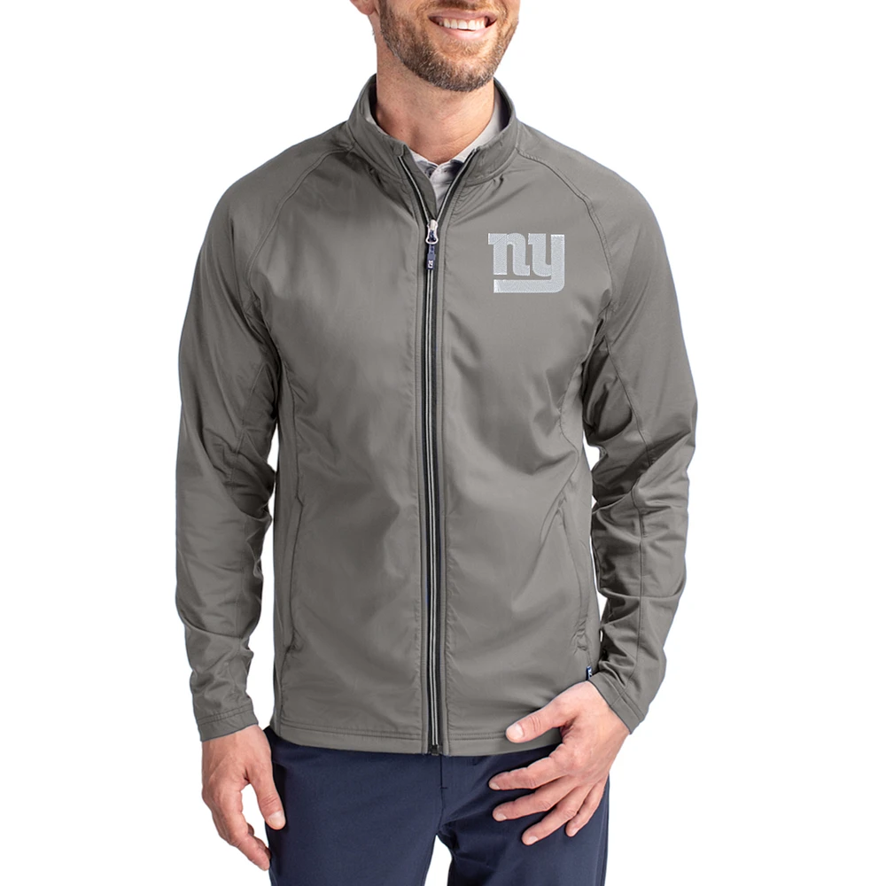 Men's Cutter & Buck Gray New York Giants Big Tall Adapt Eco Hybrid Recycled Full-Zip Jacket