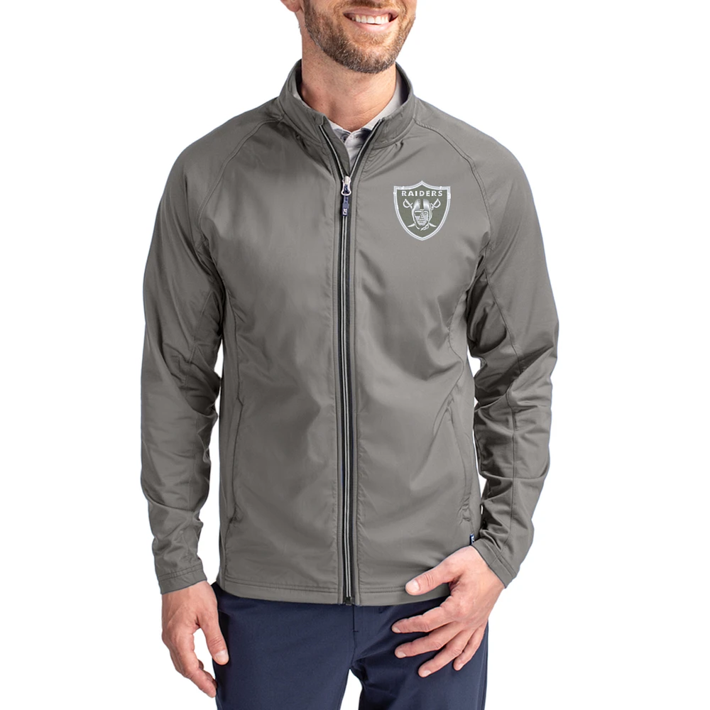 Men's Cutter & Buck Gray Las Vegas Raiders Big Tall Adapt Eco Hybrid Recycled Full-Zip Jacket