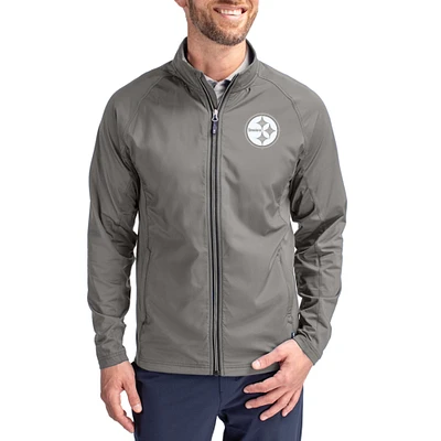 Men's Cutter & Buck Gray Pittsburgh Steelers Big Tall Adapt Eco Hybrid Recycled Full-Zip Jacket