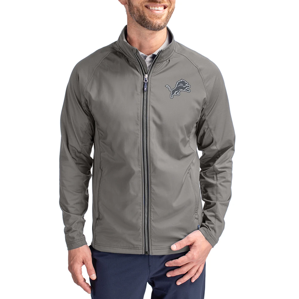 Men's Cutter & Buck Gray Detroit Lions Big Tall Adapt Eco Hybrid Recycled Full-Zip Jacket