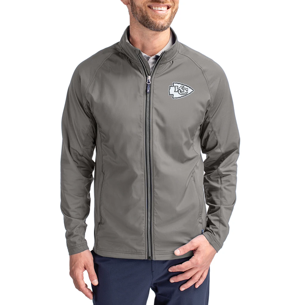 Men's Cutter & Buck Gray Kansas City Chiefs Big Tall Adapt Eco Hybrid Recycled Full-Zip Jacket
