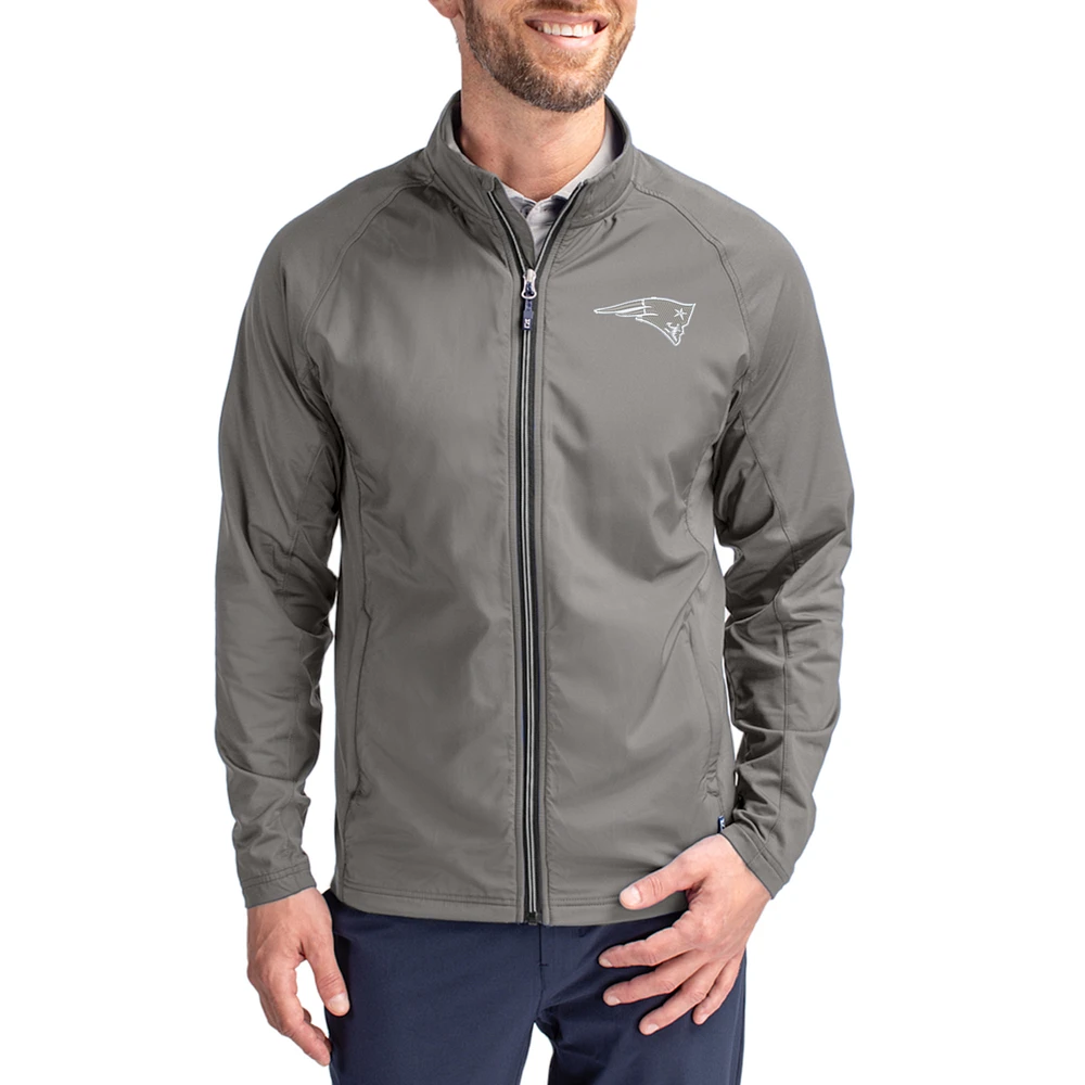 Men's Cutter & Buck Gray New England Patriots Adapt Eco Hybrid Recycled Full-Zip Jacket