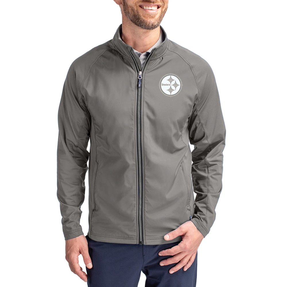 Men's Cutter & Buck Gray Pittsburgh Steelers Adapt Eco Hybrid Recycled Full-Zip Jacket