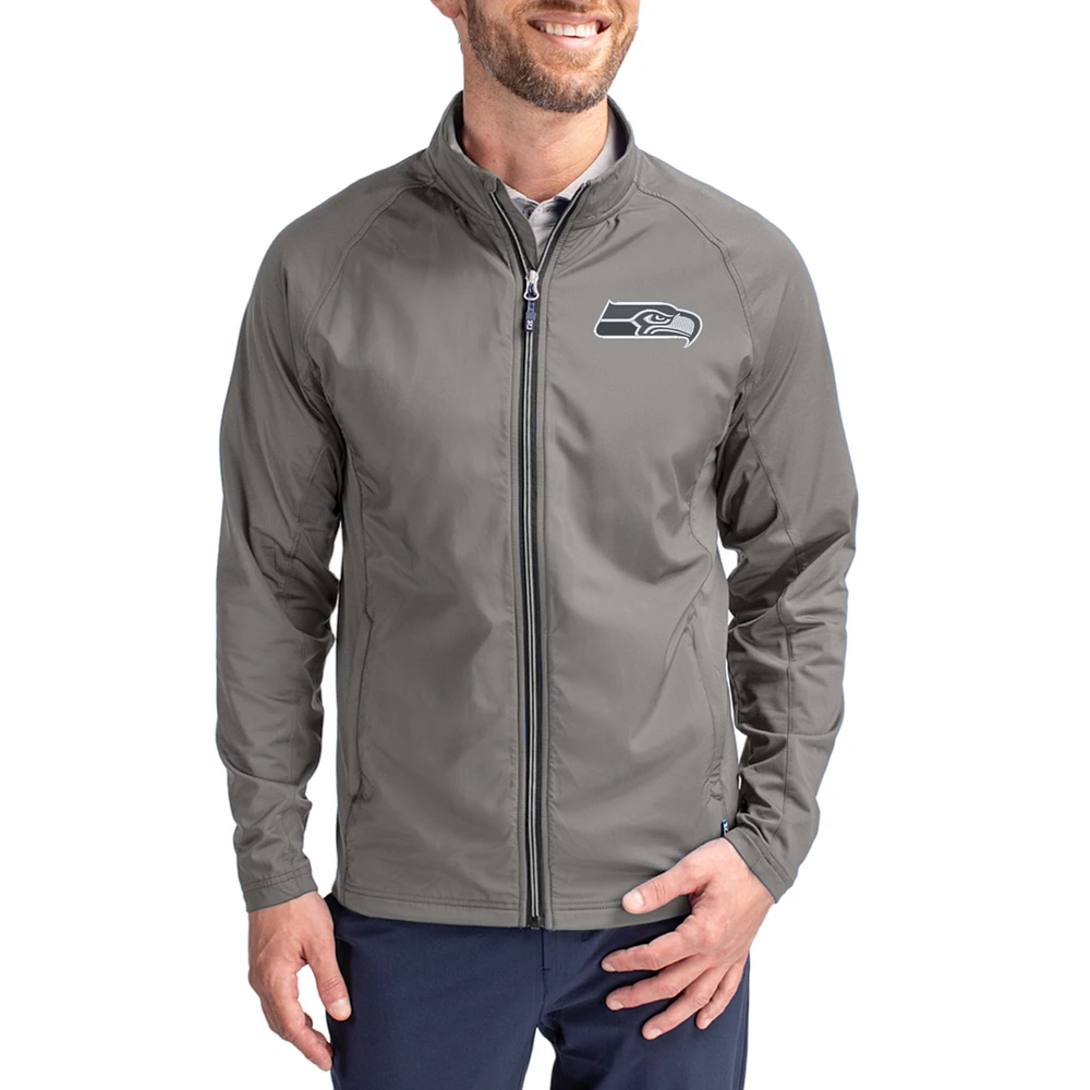 Men's Cutter & Buck Gray Seattle Seahawks Adapt Eco Hybrid Recycled Full-Zip Jacket