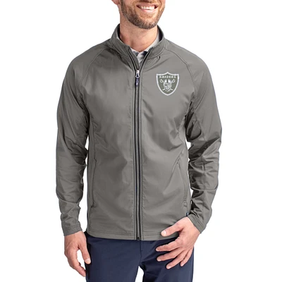 Men's Cutter & Buck Gray Las Vegas Raiders Adapt Eco Hybrid Recycled Full-Zip Jacket