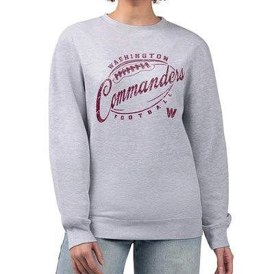 Women's G-III 4Her by Carl Banks Gray Washington Commanders Distressed Graphics Fleece Pullover Sweatshirt