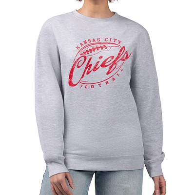 Women's G-III 4Her by Carl Banks Gray Kansas City Chiefs Distressed Graphics Fleece Pullover Sweatshirt