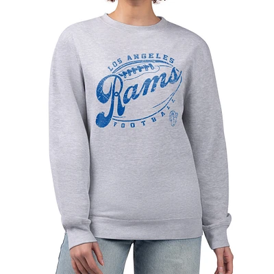 Women's G-III 4Her by Carl Banks Gray Los Angeles Rams Distressed Graphics Fleece Pullover Sweatshirt