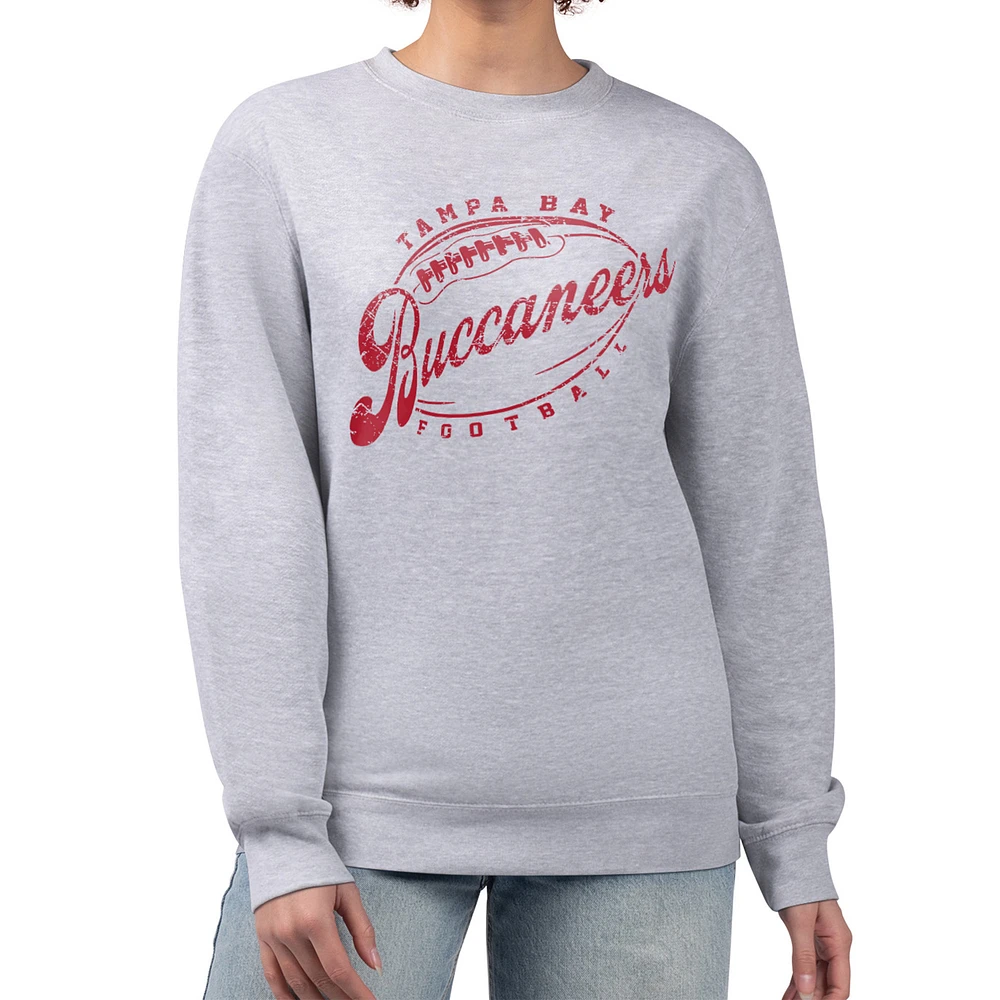 Women's G-III 4Her by Carl Banks Gray Tampa Bay Buccaneers Distressed Graphics Fleece Pullover Sweatshirt
