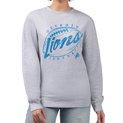 Women's G-III 4Her by Carl Banks Gray Detroit Lions Distressed Graphics Fleece Pullover Sweatshirt