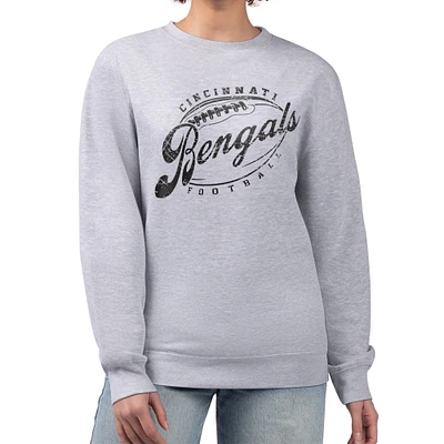 Women's G-III 4Her by Carl Banks Gray Cincinnati Bengals Distressed Graphics Fleece Pullover Sweatshirt