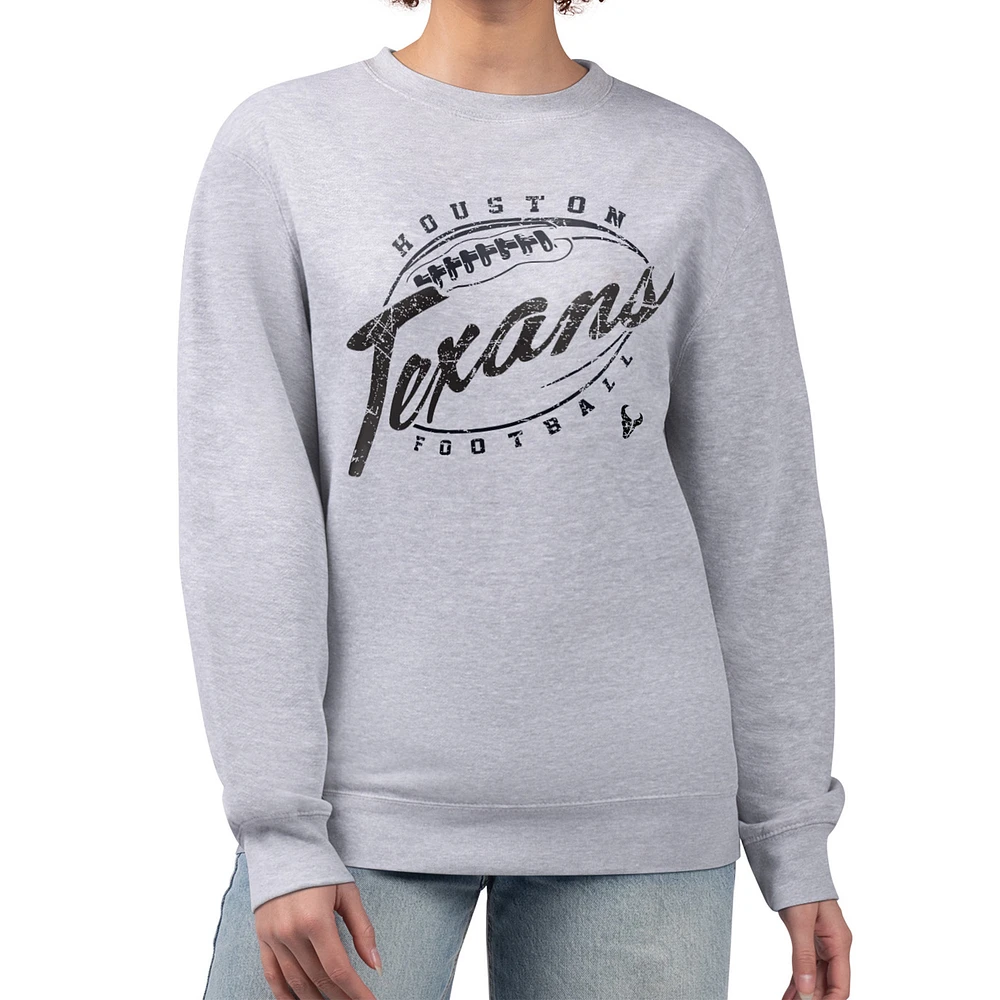 Women's G-III 4Her by Carl Banks Gray Houston Texans Distressed Graphics Fleece Pullover Sweatshirt