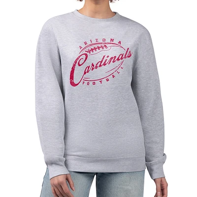 Women's G-III 4Her by Carl Banks Gray Arizona Cardinals Distressed Graphics Fleece Pullover Sweatshirt