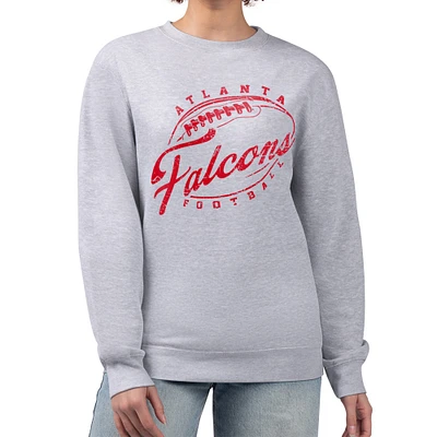 Women's G-III 4Her by Carl Banks Gray Atlanta Falcons Distressed Graphics Fleece Pullover Sweatshirt
